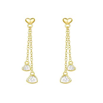 Double Heart Drop Chain Stud, 3 of 3