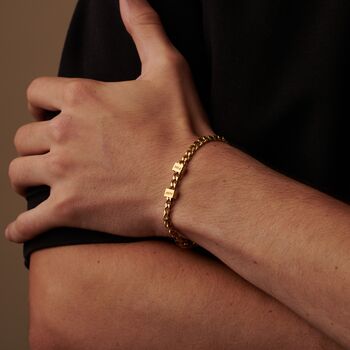 Gold Charm Name Initials Date Message Bracelet For Men And Women, 2 of 12