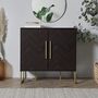Dark Wood Sideboard Storage Cabinet With Parquet Design, thumbnail 5 of 7