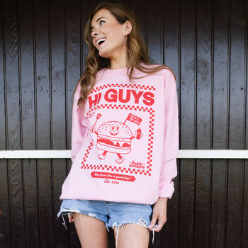Hi Guys Women's Burger Graphic Sweatshirt, 2 of 3