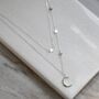 Sterling Silver Moon And Stars Layered Charm Necklace, thumbnail 1 of 7