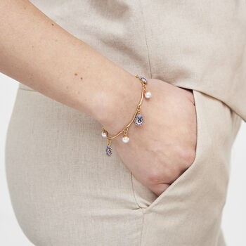 Gold Pansy And Pearl Charm Bracelet, 2 of 9