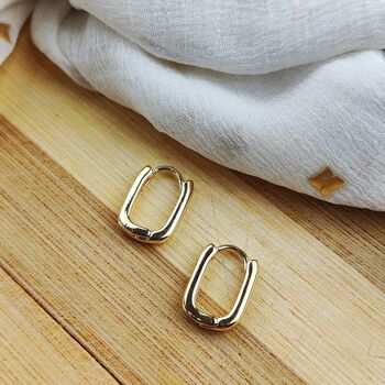 Sterling Silver U Shape Rectangle Square Hoop Earrings, 5 of 10