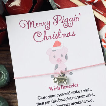 Wish Bracelet With A Pig Charm. Merry Piggin' Christmas, 5 of 5