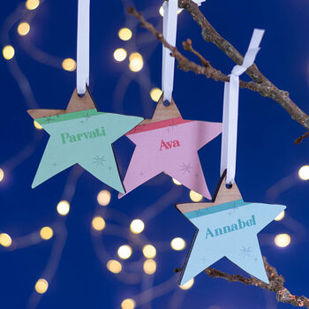 Colouful Star Personalised Christmas Tree Decoration, 3 of 5