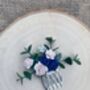 Navy And Blush Flower Hair Comb, thumbnail 2 of 6
