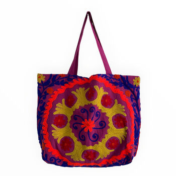 Embroidered Suzani Bag In Purple, 5 of 12