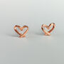 Sterling Silver Simple Heart Outline Stud Earrings, thumbnail 6 of 8