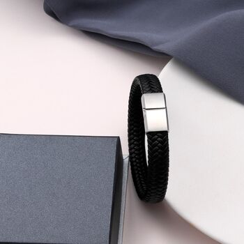 Personalised Initials Leather Bracelet For Men, 3 of 3