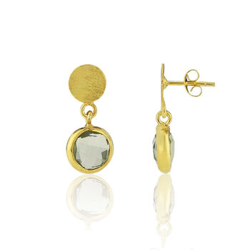 Salina Gold Plated Disc And Gemstone Drop Earrings, 8 of 12