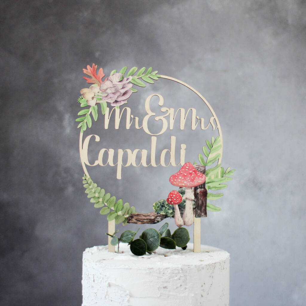 Personalised Wedding Cake Topper, Woodland, Toadstool, 1 of 5