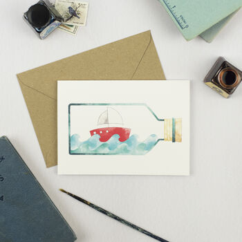 Message In A Bottle Sailboat Nautical Card, 2 of 2