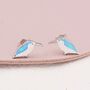 Sterling Silver Opal Kingfisher Bird Stud Earrings, thumbnail 3 of 11