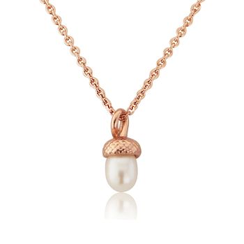 Sterling Silver Tiny Pearl Acorn Pendant, 6 of 8