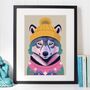 Cosy Winter Wolf Portrait Illustration Art Print, thumbnail 1 of 3