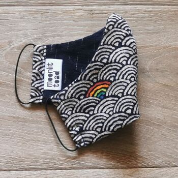 Rainbow Japanese Pattern Fabric Face Mask, 4 of 12