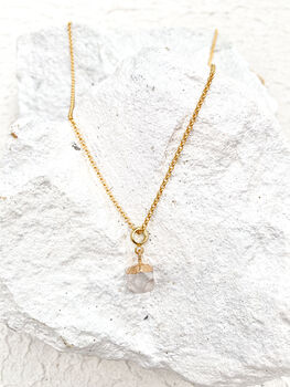 Clear Quartz Nugget Necklace 18k Gold Plated Christmas Gift Present, 5 of 6