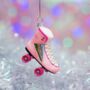 Retro Rollerskate Shaped Bauble Pink, thumbnail 4 of 5