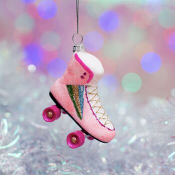 Retro Rollerskate Shaped Bauble Pink, 4 of 5
