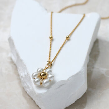 Personalised 18ct Gold Plated Pearl Daisy Necklace, 2 of 5
