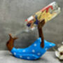 Handcrafted Wooden Drunken Duck Wine Bottle Rack Holder Blue White, thumbnail 5 of 12