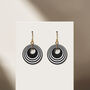 Black And White Stripey Circular Earrings, thumbnail 1 of 6