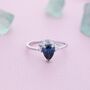 Pear Cut Sapphire Blue Cz Crown Ring In Sterling Silver, thumbnail 2 of 12