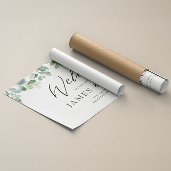 Watercolour Eucalyptus Personalised Wedding Welcome Sign, 4 of 4