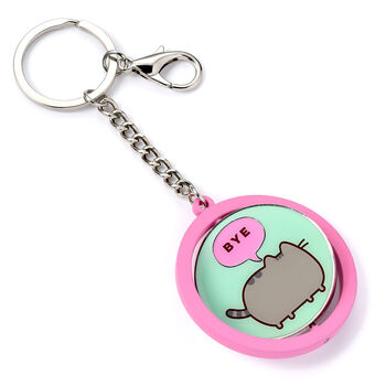 Pusheen The Cat Pink And Blue 'Hi , Bye' Spinning Keyring, 6 of 8