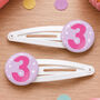 3rd Birthday Hair Clips, thumbnail 1 of 3