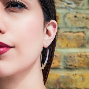 Tapered Bar Sterling Silver Elliptical Hoop Earrings, 3 of 12