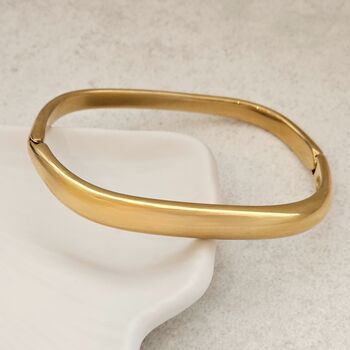 Square Gold Bangle Non Tarnish Waterproof, 2 of 9