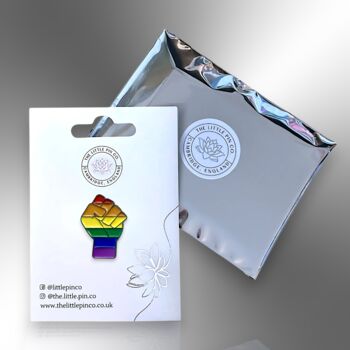 Rainbow Power Fist Inclusive Enamel Lapel Pin Badge, Gay Pride Awareness Gift, Lgbtqia+ Jewellery Gifts, 5 of 8