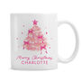 Personalised Pink Christmas Tree Mug, thumbnail 4 of 4