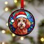 Poodle Red In Santa Hat Suncatcher Decoration, thumbnail 1 of 6
