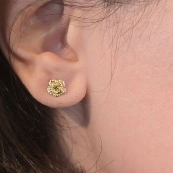 Peridot August Poppy Gold Plated Stud Earrings, 3 of 5