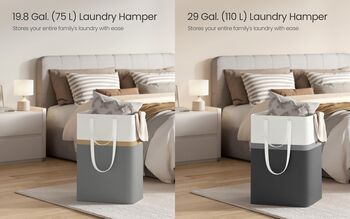 Two Piece Laundry Basket Hamper Set, 4 of 5