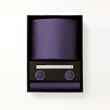 Tie Cufflink Wedding Gift Box For Groom Groomsmen Best Man With Clip Pocket Square, 4 of 7
