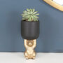 Gold Tone Bunny Hare With Black Plant Pot, thumbnail 1 of 4