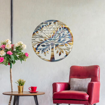 Modern Circular Metal Tree Wall Decor For Home Or Office, 2 of 11
