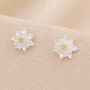 Sterling Silver And Gold July Birth Flower Stud Earrings – 8mm, thumbnail 3 of 7
