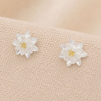 Sterling Silver And Gold July Birth Flower Stud Earrings – 8mm, 3 of 7