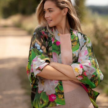 Blossom Print Lightweight Viscose Kimono Top, 2 of 4