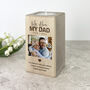 Personalised Memorial Bold Text Wood Photo Tea Light Holder 10cm, thumbnail 1 of 5