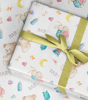 Gender Reveal Wrapping Paper Or Twins, Roll Or Folded, 3 of 4