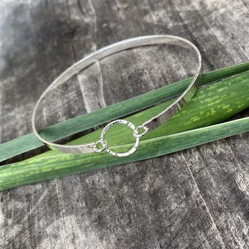 Single Hammered Bangle With Silver Circle, 5 of 7