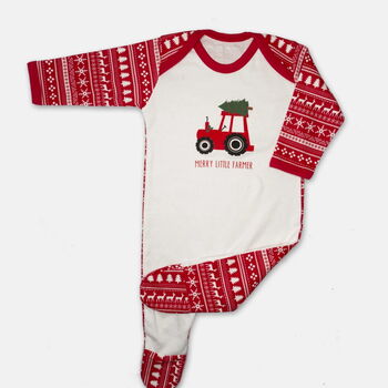 Christmas Tractor Sleepsuit, 2 of 3