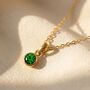 Mini Round Emerald May Birthstone Pendant Necklace, thumbnail 1 of 4