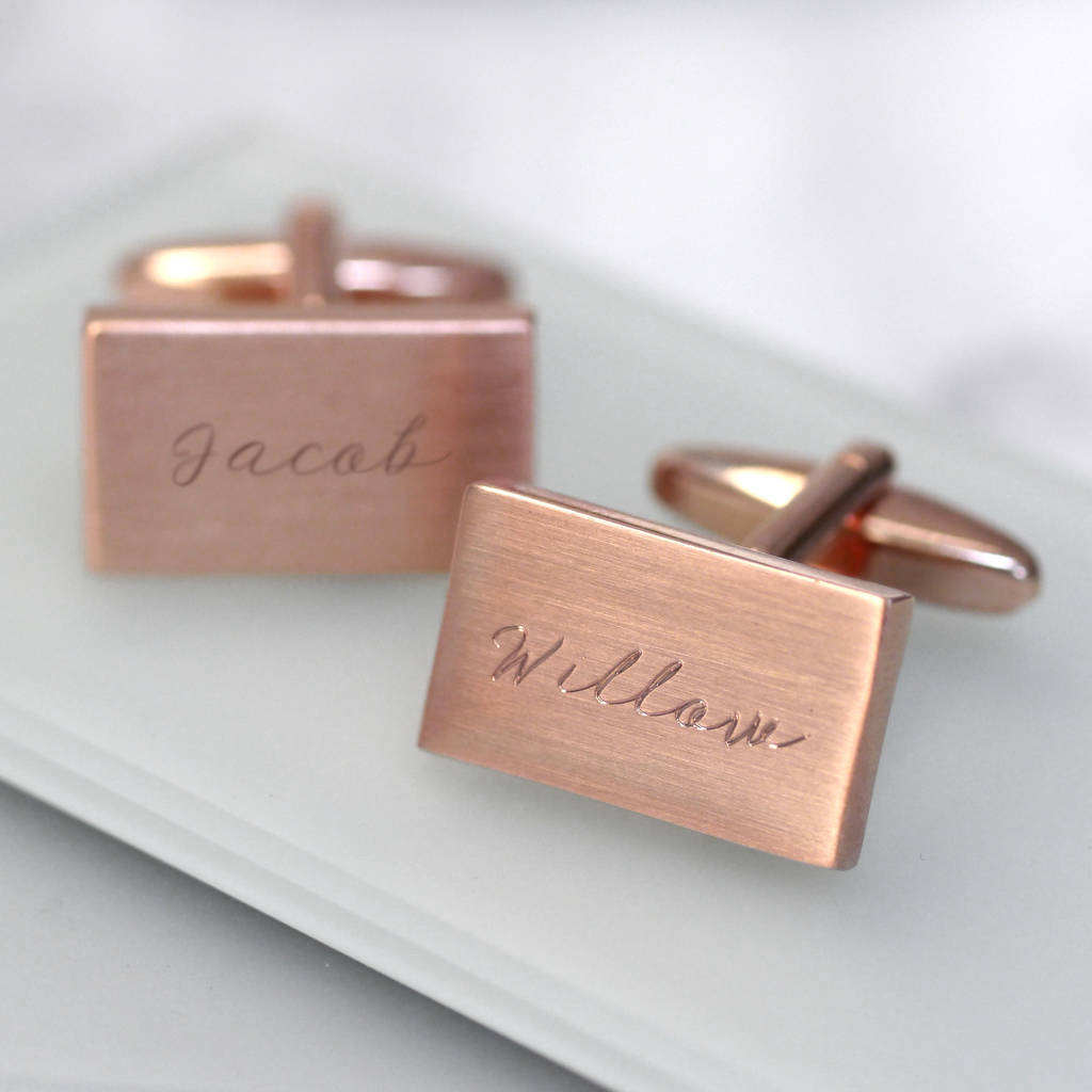 Personalised Rectangular Name Cufflinks By Joanna Emily