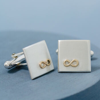 Personalised Wedding Cufflinks. Gold Infinity Symbol, 2 of 10